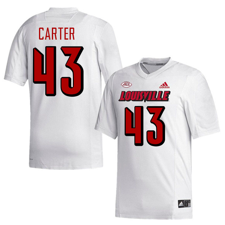 Men #43 Trent Carter Louisville Cardinals College Football Jerseys Stitched-White